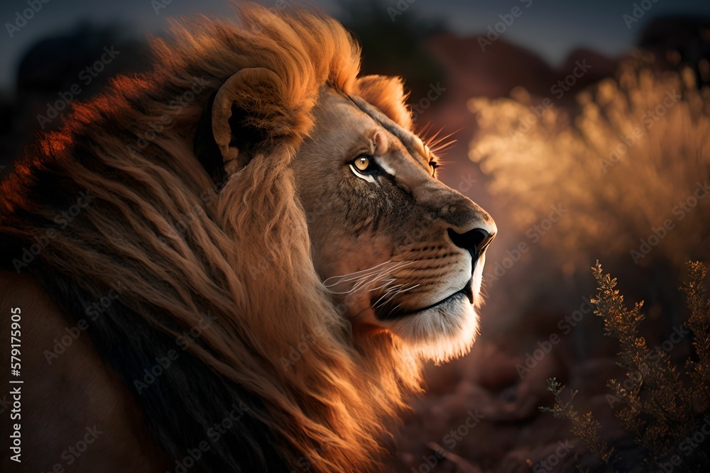 Naklejka premium close up of a lion, Generative AI