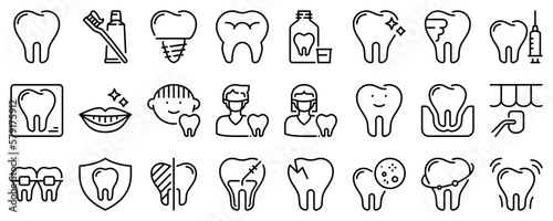 Line icons about dentistry on transparent background with editable stroke.