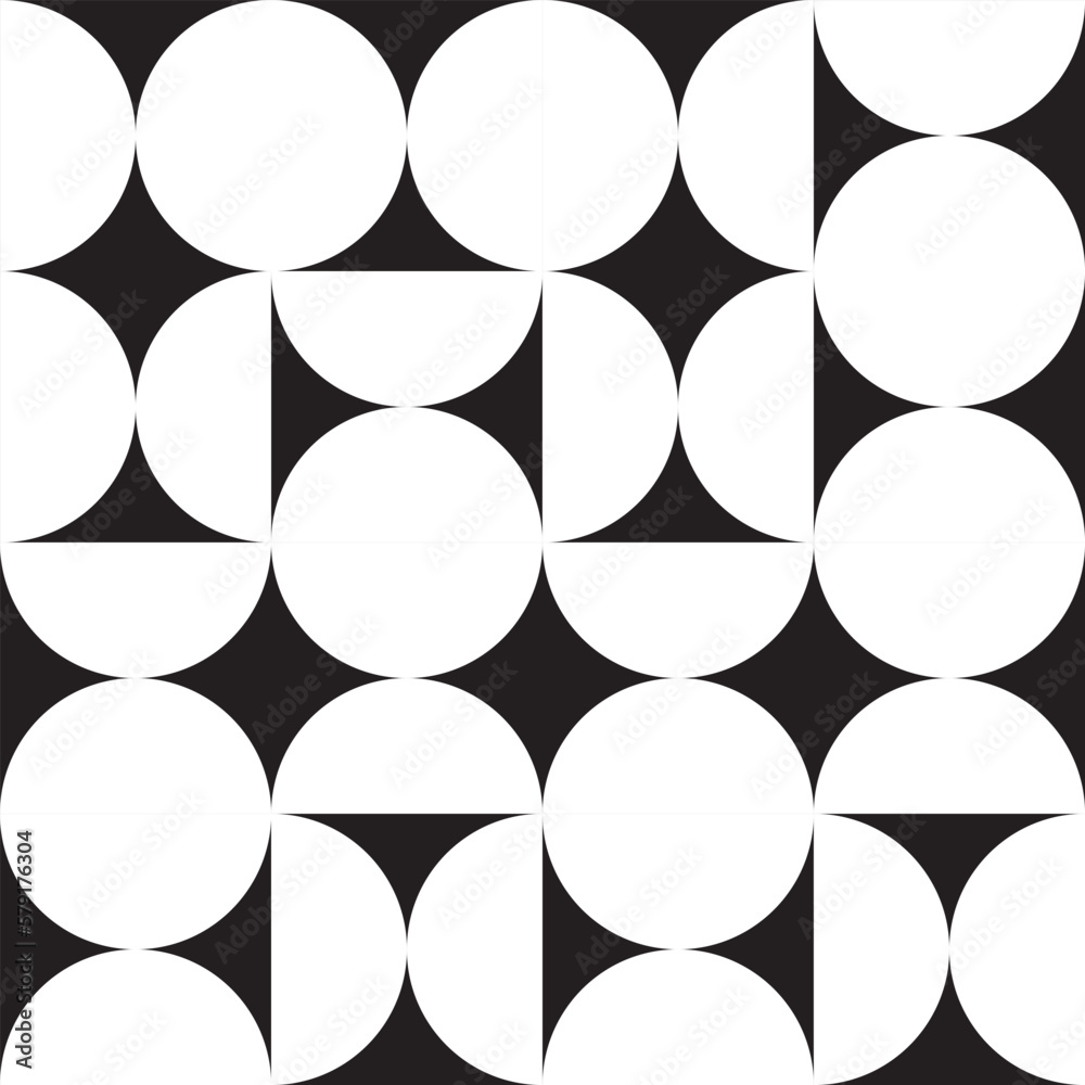 black and white background. black-white seamless pattern with geometric shapes. vector art. vector illustration.  circles. abstraction. 
print