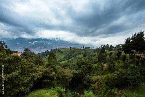 Beautiful Antioquia landscape with green mountains - San Felix, Bello - Colombia