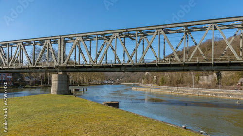 Railway bridge over the Meuse river, in Dinant, Belgium