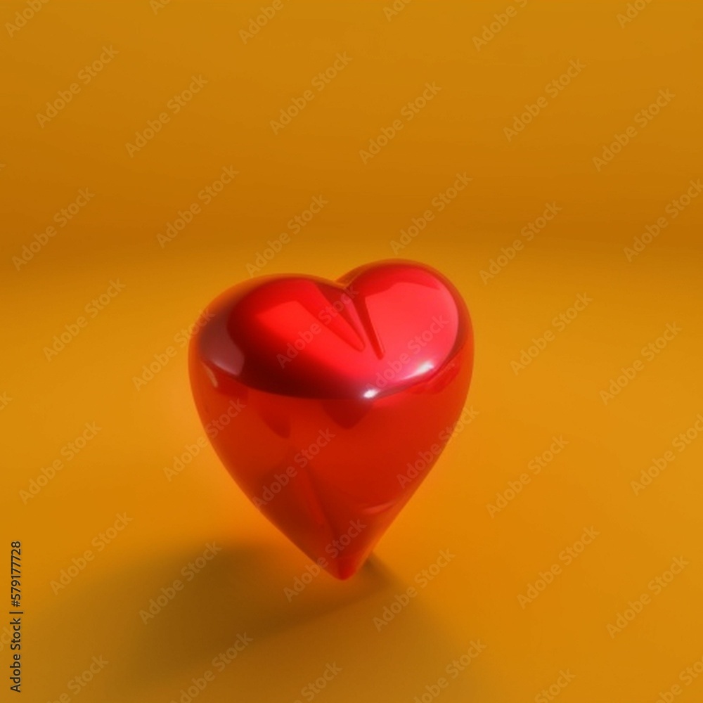 red heart in 3D style on an orange background. A simple image for a graphical user interface. red heart in 3D style on an orange background. A simple image for a graphical user interface.