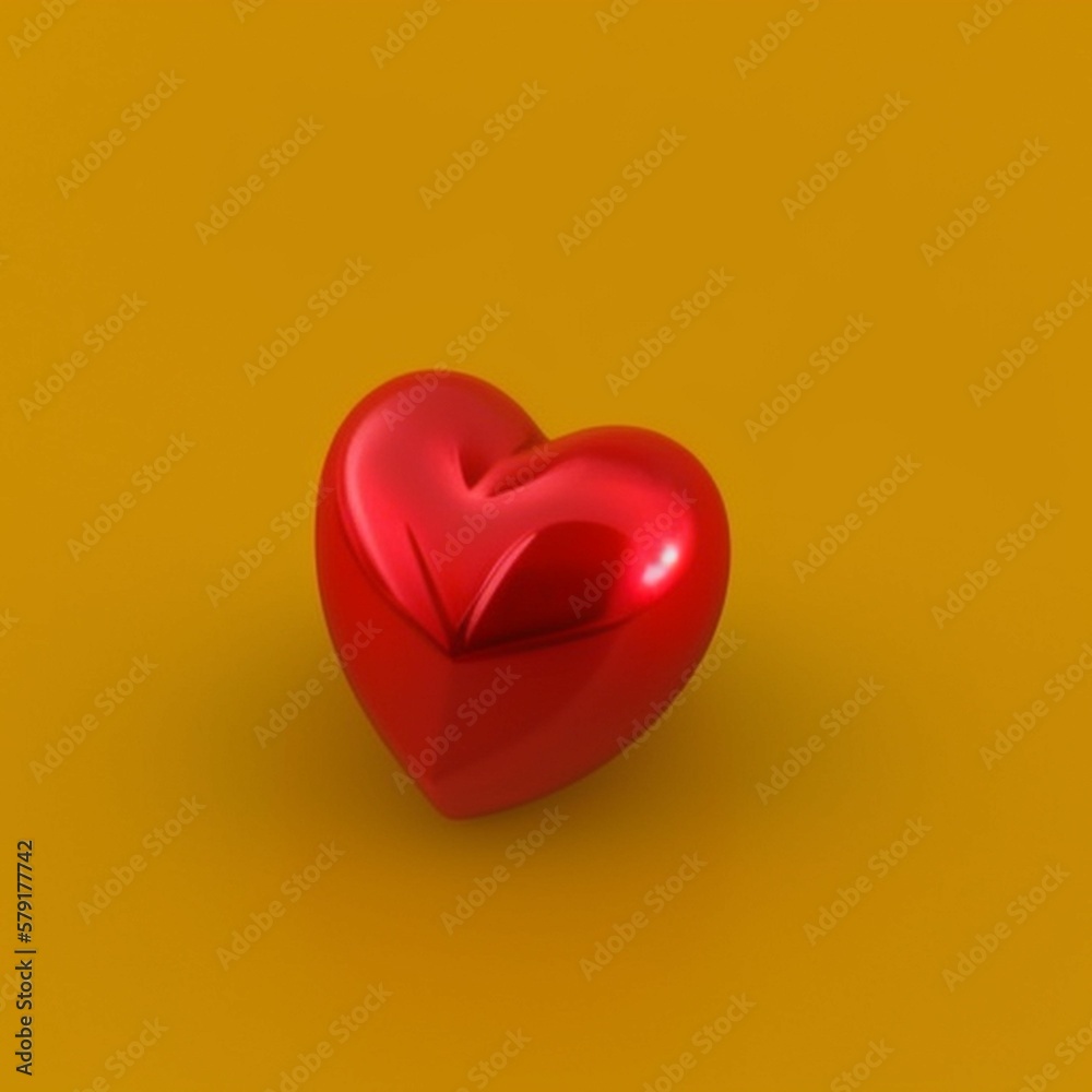 red heart in 3D style on an orange background. A simple image for a graphical user interface. red heart in 3D style on an orange background. A simple image for a graphical user interface.
