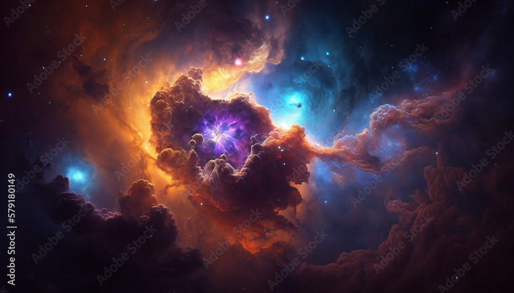 Obraz premium A view from space to a galaxy - Stars and nebula in space - Space wallpaper - Generative AI