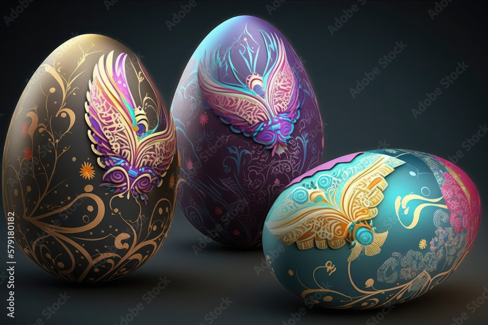 Easter eggs illustration created using generative AI. Easter eggs illustration created using generative AI.
