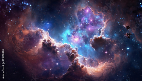 A view from space to a galaxy - Stars and nebula in space - Space wallpaper - Generative AI