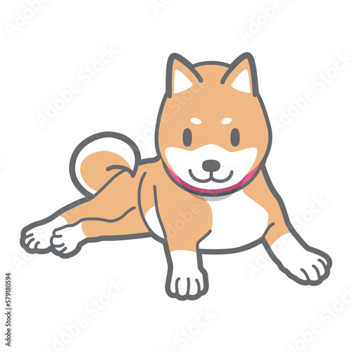 リラックス中の柴犬のベクターイラスト