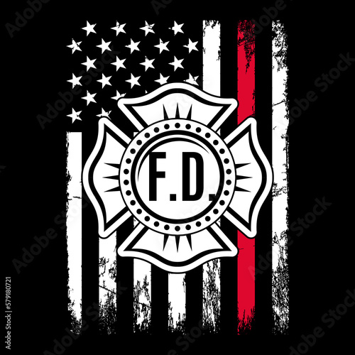 Firefighter Vector illustration t-shirt design Graphic T-Shirt Design
