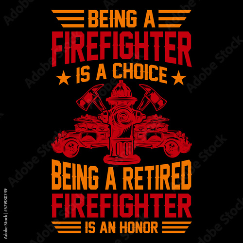 Firefighter Vector illustration t-shirt design Graphic T-Shirt Design
