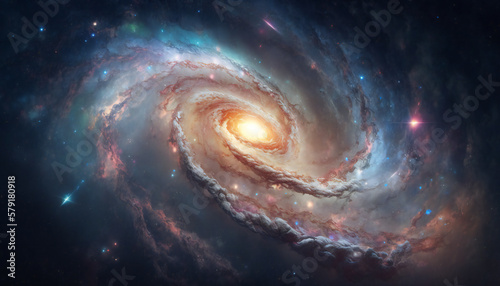 A view from space to a galaxy - Stars and nebula in space - Space wallpaper - Generative AI