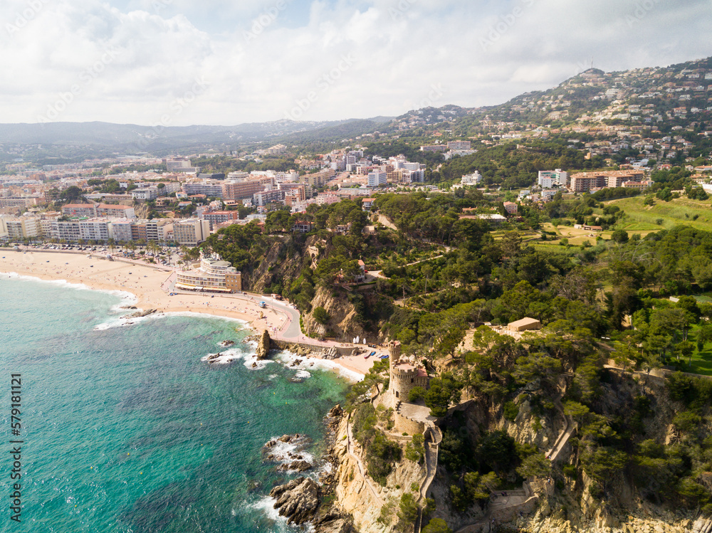 View from drone on seascape of Costa Brava in the Spain.
