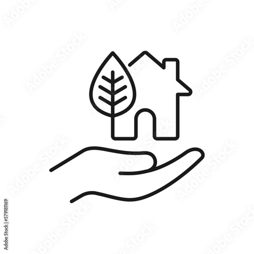 Green house. Nursery line icon isolated on white background. Vector illustration