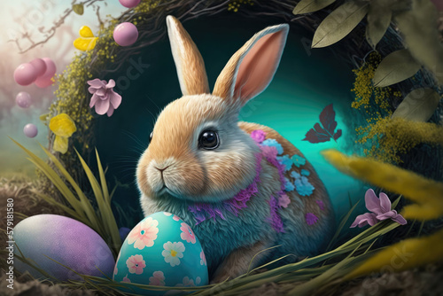 Easter bunny illustration created using generative AI.