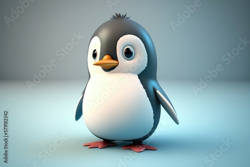 3D cute penguin cartoon. Generative AI © Kanisorn
