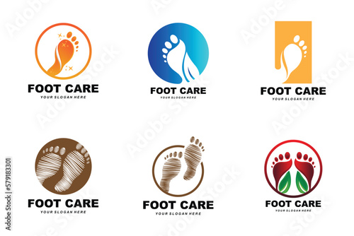 Foot Care Logo Design Health Illustration Woman Pedicure Salon Vector