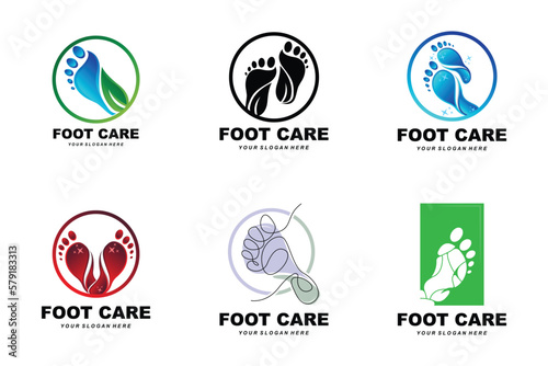 Foot Care Logo Design Health Illustration Woman Pedicure Salon Vector