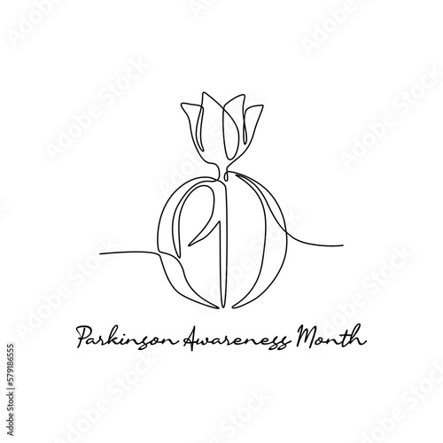 single line art of parkinson awareness month good for parkinson awareness month celebrate. line art. illustration.