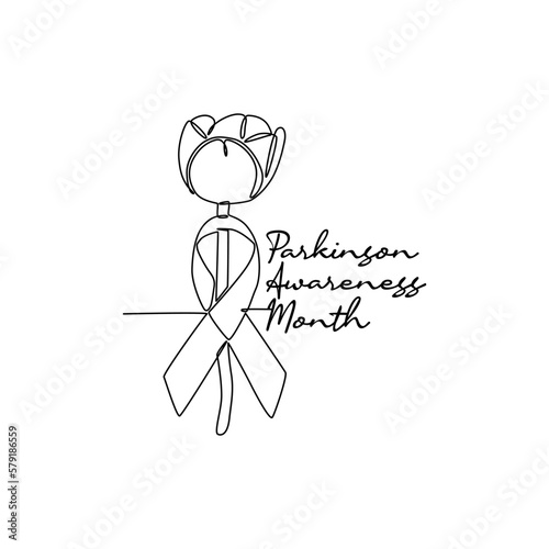 single line art of parkinson awareness month good for parkinson awareness month celebrate. line art. illustration.