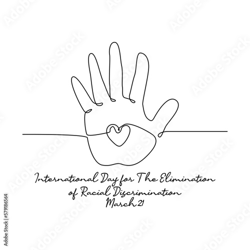 single line art of international day for the elimination of racial discrimination good for international day for the elimination of racial discrimination celebrate. line art. illustration.