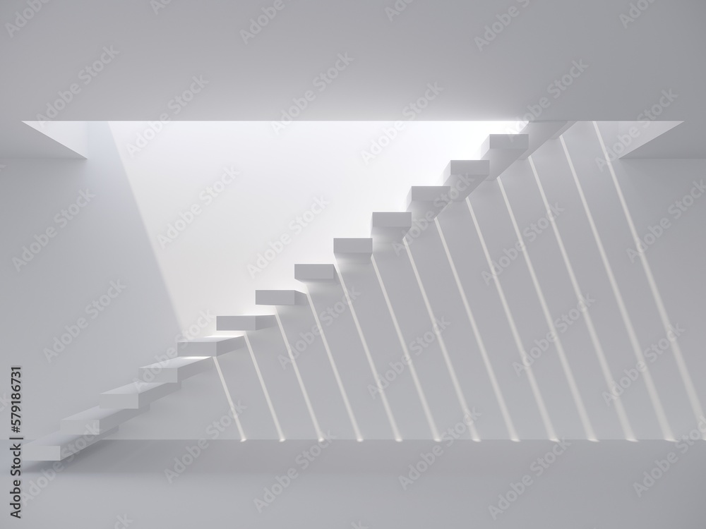 Obraz premium modern staircase in white space, 3d rendering