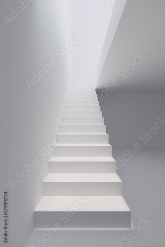 modern staircase in white space, 3d rendering