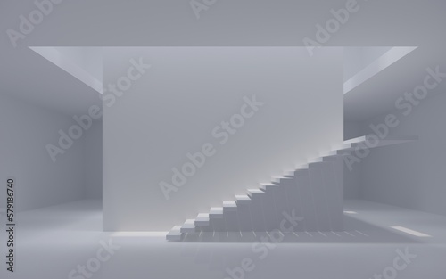 Wallpaper Mural modern staircase in white space, 3d rendering Torontodigital.ca