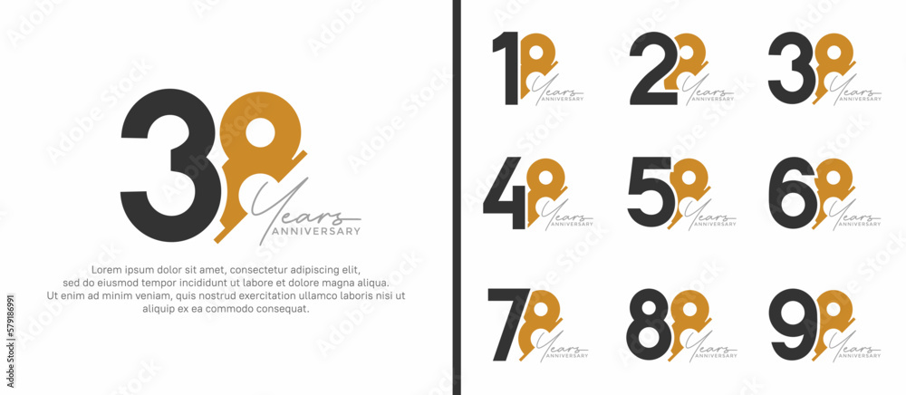 set of anniversary logo style black and orange color on white background for special moment set of anniversary logo style black and orange color on white background for special moment