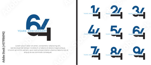 set of anniversary logo style black and blue color on white background for celebration