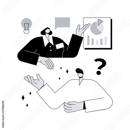 Consulting abstract concept vector illustration. Find project solution, business strategy management, consulting firm, tax advisor, IT analytics, audit service, expert advice abstract metaphor.
