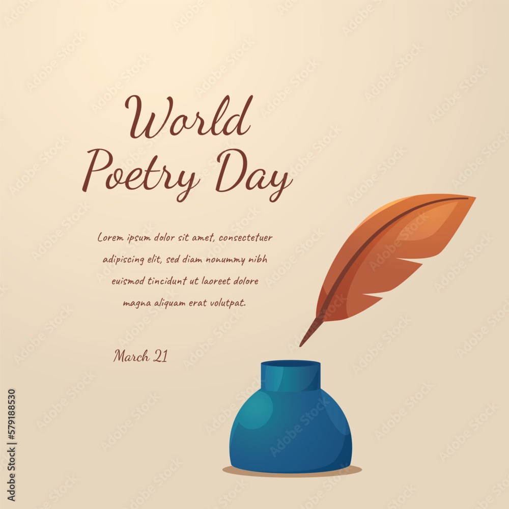 vector graphic of world poetry day good for world poetry day celebration. flat design. flyer design.flat illustration. - obrazy, fototapety, plakaty 