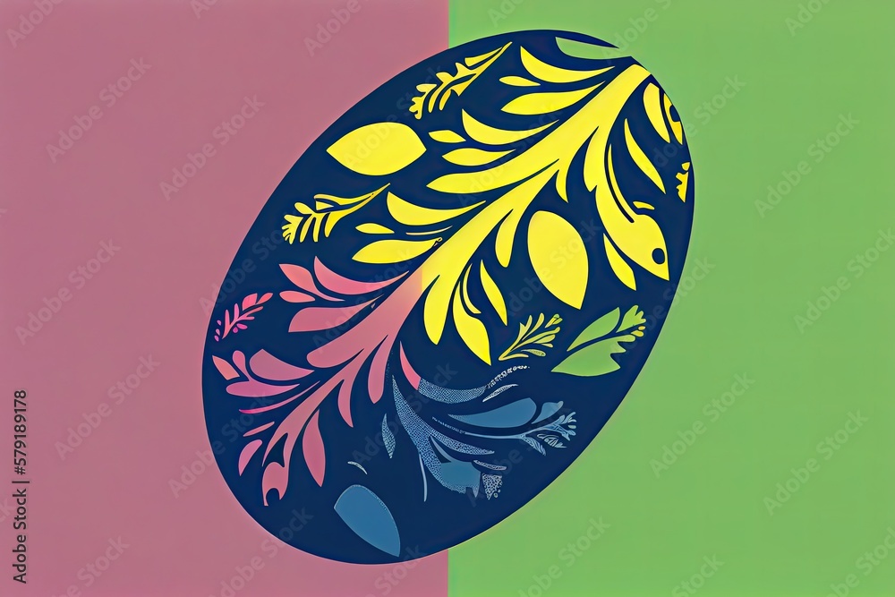 Easter egg, block prints style, pastel colors. Generative AI. Easter egg, block prints style, pastel colors. Generative AI.