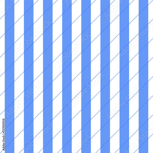 Seamless square pattern. Vertical blue bar with diagonal blue circle dots. white background.