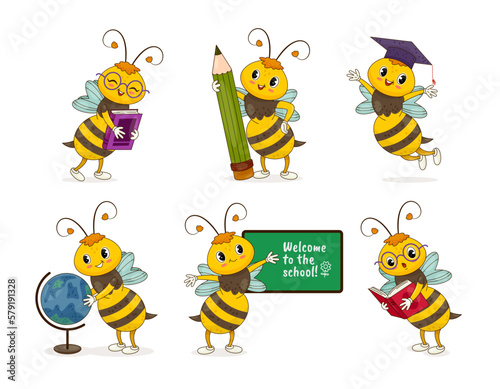 Set of cute learning bees