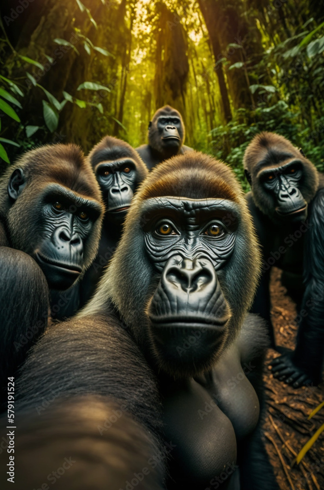 Obraz premium Gorilla Jungle Selfie Shot