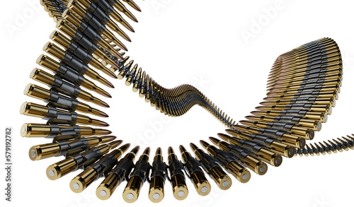Tela bullets in ammo belt 3d rendered illustration