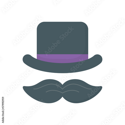 Magician's hat and mustache icon png image with transparent background photo