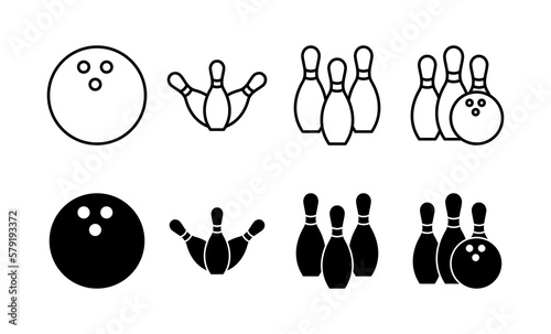 Bowling icon vector for web and mobile app. bowling ball and pin sign and symbol.