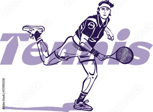 vector illustration sketch of the tennis male player with tennis ball