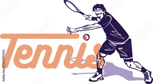 vector illustration sketch of the tennis male player with tennis ball