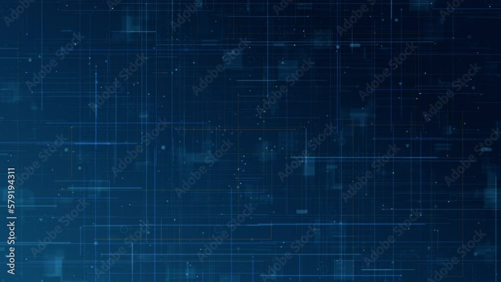 Motion graphic of Blue digital line and grid technology abstract background concept