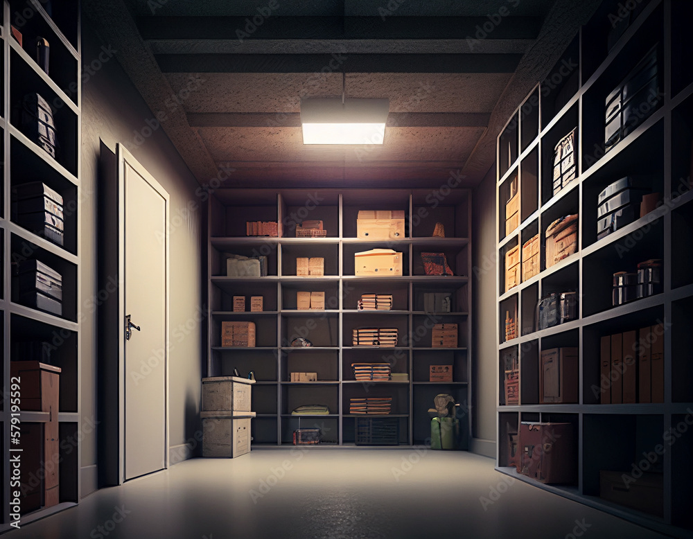 A Contemporary Home Basement Storage Room | Generative AI