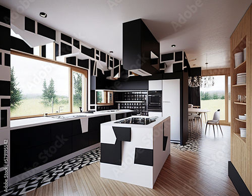 A Contemporary and Cubist Kitchen | Generative AI