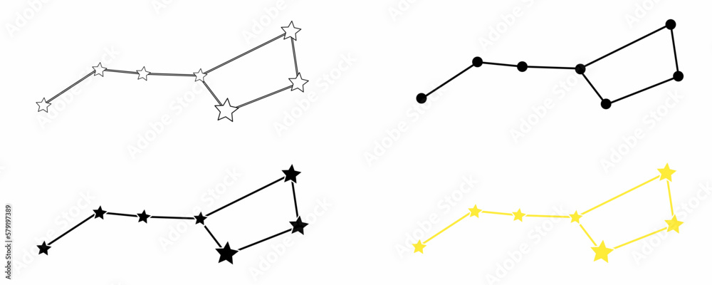 Constellation Ursa Major icon set isolated on white background.constellation of the Big dipper - obrazy, fototapety, plakaty 