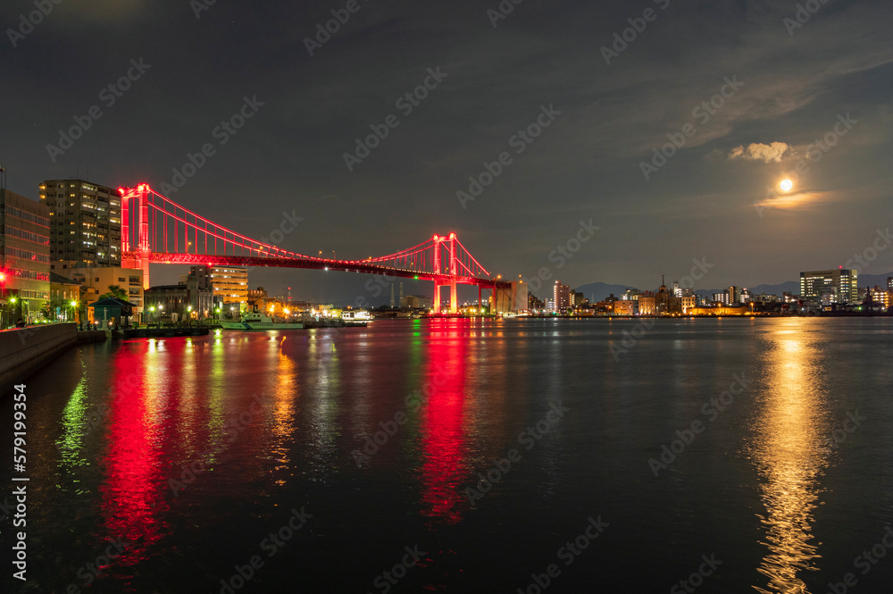 若戸大橋と洞海湾の夜景