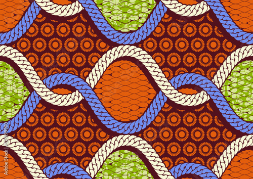 intertwined rope africa ethnic pattern, vibrant colors, tribal textile art, hand-draw background, fashion artwork for fabric print, shirt, clothes, scarf, shawl, carpet, bag