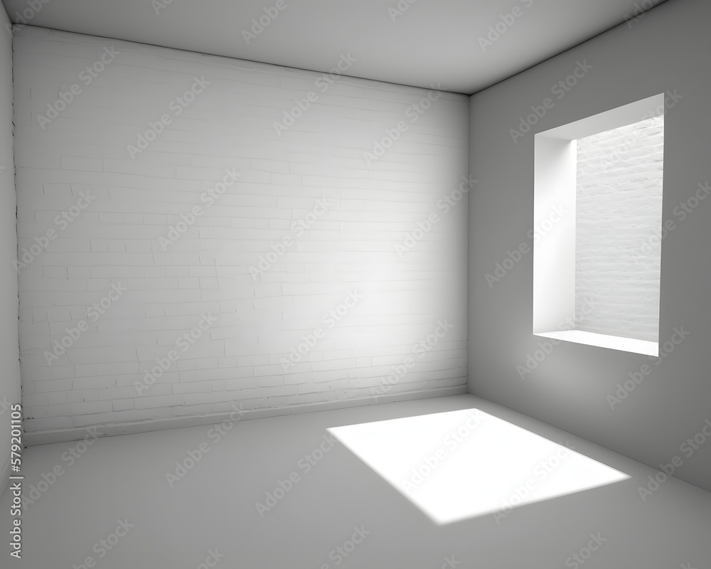 Obraz premium White Room Interior mockup, empty wall, brick wall, 3D render