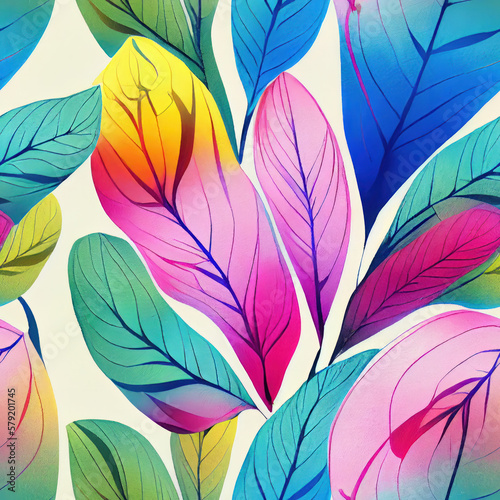 Abstract tropical leaf seamless background. Generative ai