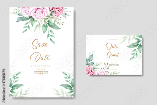 watercolor floral rose wedding invitation card  © retno