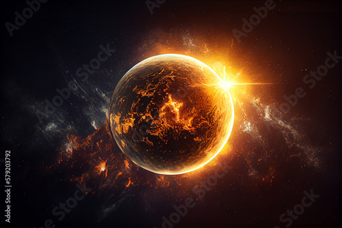 Sun, planet in the solar system.generative ai