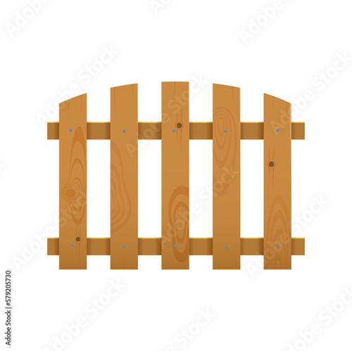 Wooden fence. Farm garden palisade or plank border, ranch boundary, village house yard fencing or rural banister isolated vector section. Country home barrier or rustic wooden fence